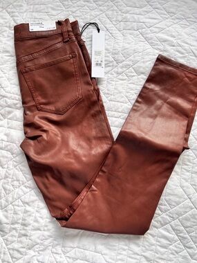 Joe's Jeans Rust-Brown High-Rise Skinny Ankle Pants